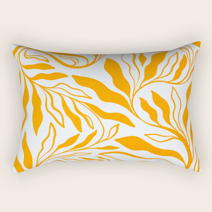Endless Leaf Summer Illustration 1 Tangerine on pastel blue Rectangular Pillow Gallery Image 2