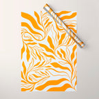 Endless Leaf Summer Illustration 1 Tangerine on pastel blue Wrapping Paper Gallery Image 1
