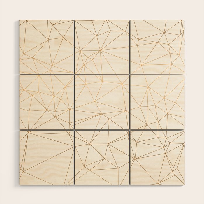 Geometric Gold Minimalist Design Wood Wall Art Gallery Image 1
