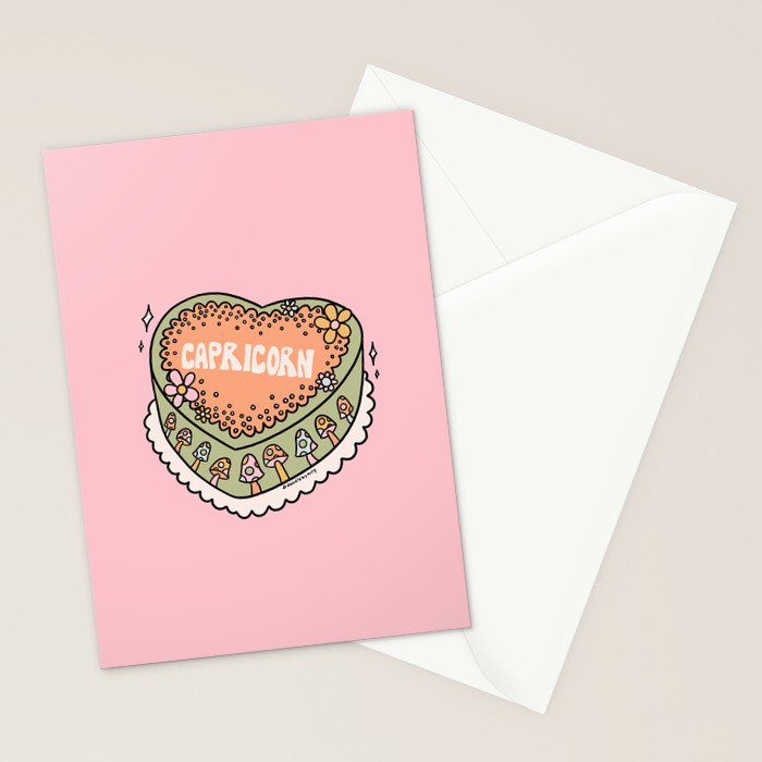 Capricorn Heart Cake Stationery Card Gallery Image 2