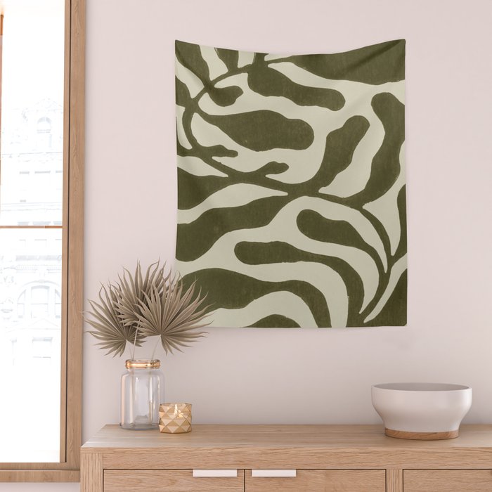 One Hundred-Leaved Plant #20 / Lino Print Wall Tapestry Gallery Image 2