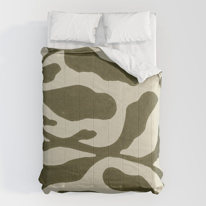 One Hundred-Leaved Plant #20 / Lino Print Comforter Gallery Image 1