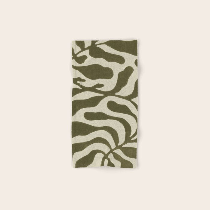 One Hundred-Leaved Plant #20 / Lino Print Bath Towel Gallery Image 1