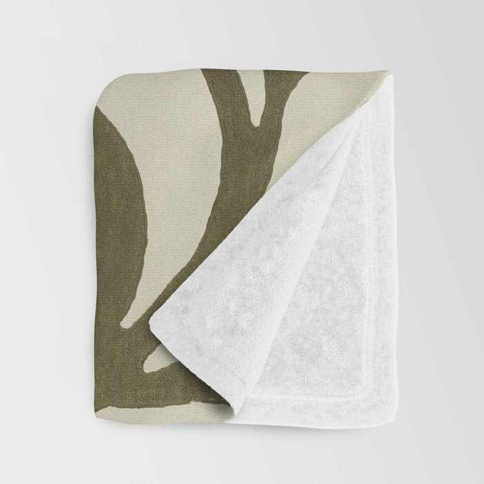 One Hundred-Leaved Plant #20 / Lino Print Throw Blanket Gallery Image 3