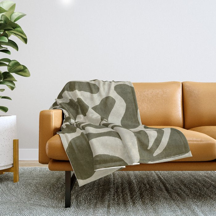 One Hundred-Leaved Plant #20 / Lino Print Throw Blanket Gallery Image 1