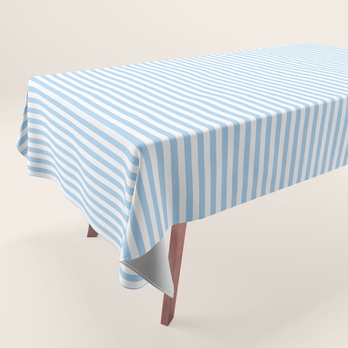 Chambray Blue Seersucker Stripe Tablecloth Gallery Image 1
