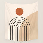 Abstraction_NEW_SUN_DAWN_MOUNTAINS_LINE_POP_ART_008B Wall Tapestry Gallery Image 4