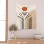 Abstraction_NEW_SUN_DAWN_MOUNTAINS_LINE_POP_ART_008B Wall Tapestry Gallery Image 2