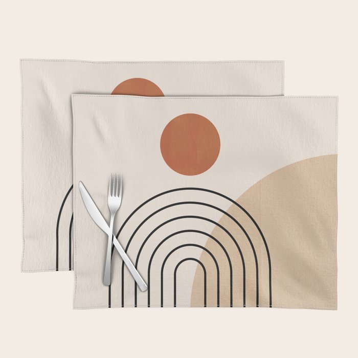 Abstraction_NEW_SUN_DAWN_MOUNTAINS_LINE_POP_ART_008B Placemat Gallery Image 1