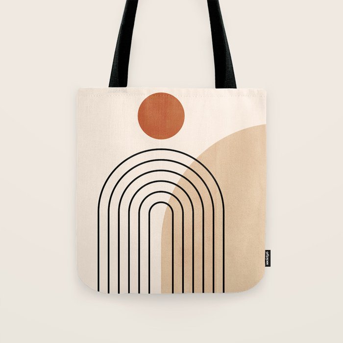 Abstraction_NEW_SUN_DAWN_MOUNTAINS_LINE_POP_ART_008B Tote Bag Gallery Image 1