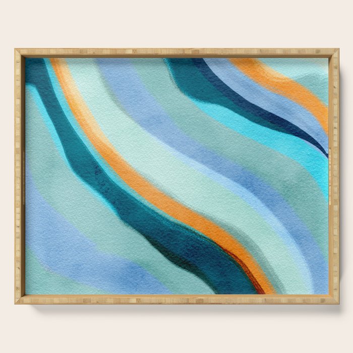Abstract Blue Fluid Serving Tray Gallery Image 1