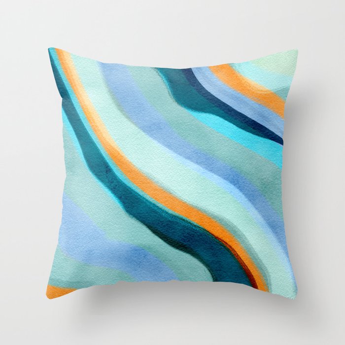 Abstract Blue Fluid Throw Pillow Gallery Image 6