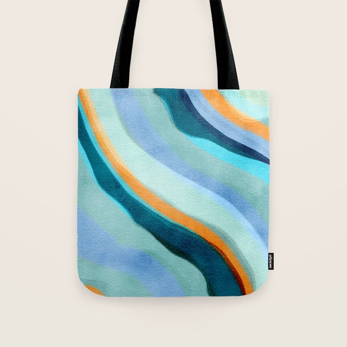 Abstract Blue Fluid Tote Bag Gallery Image 1