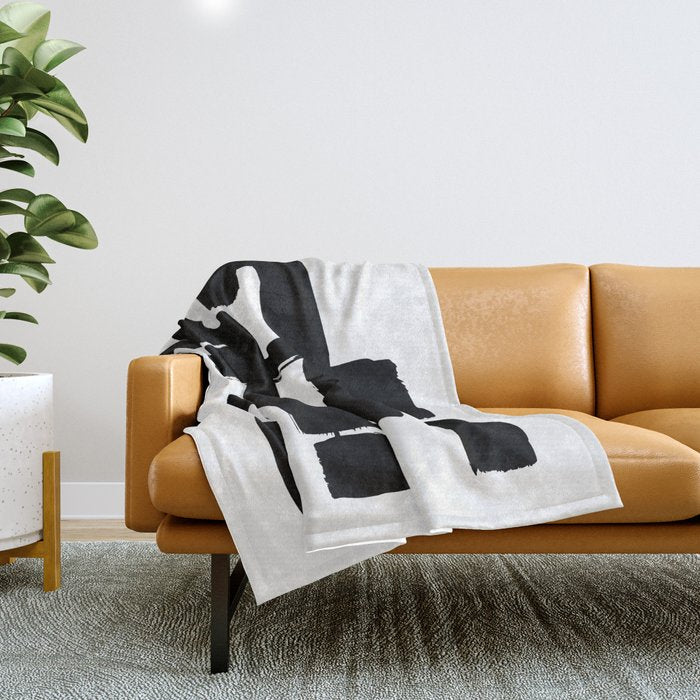 Black Signature White Background Throw Blanket Gallery Image 1