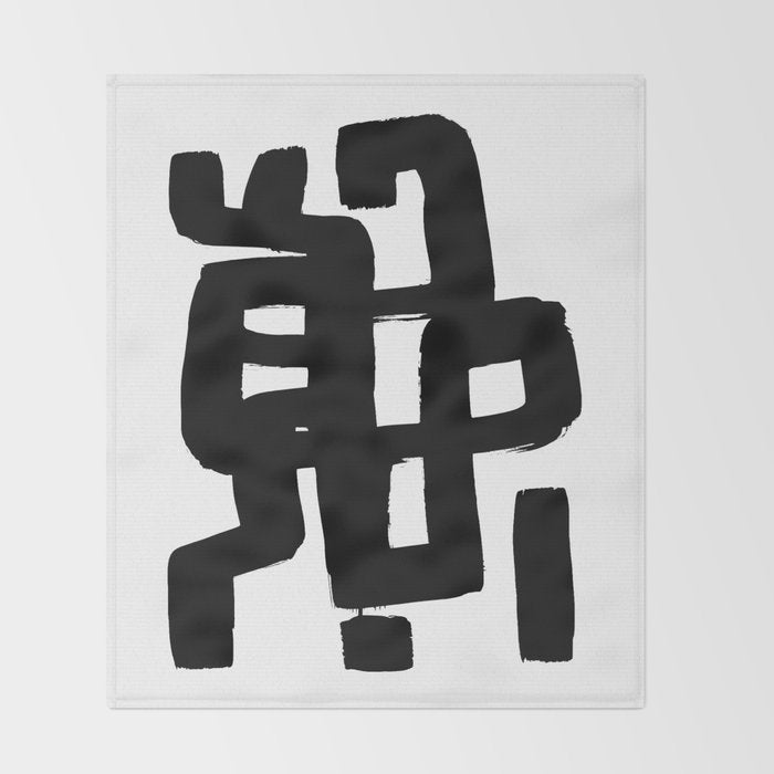 Black Signature White Background Throw Blanket Gallery Image 2