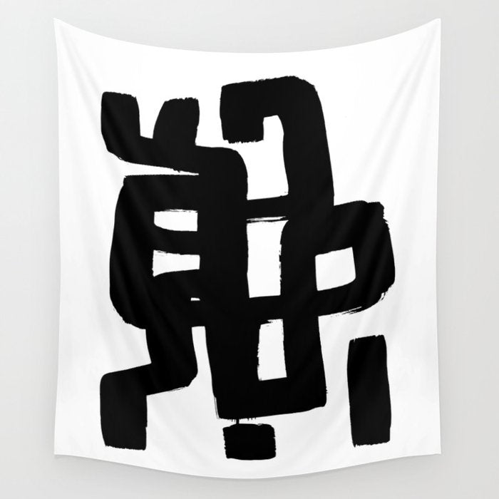 Black Signature White Background Wall Tapestry Gallery Image 1