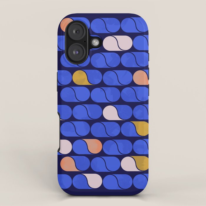 Blue modern pattern iPhone Case Gallery Image 1