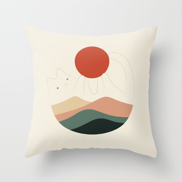 Cat Landscape 137: Holding up the Sun for you Throw Pillow Gallery Image 6