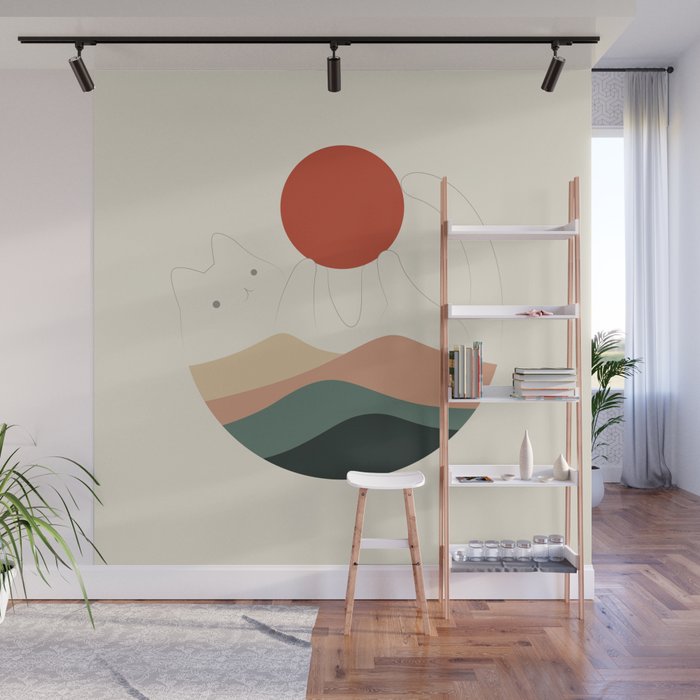 Cat Landscape 137: Holding up the Sun for you Wall Mural Gallery Image 1