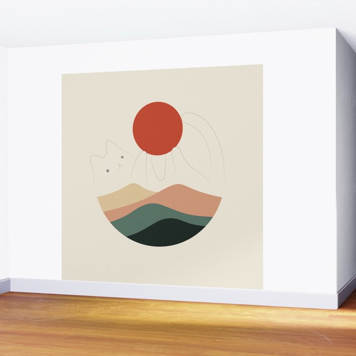 Cat Landscape 137: Holding up the Sun for you Wall Mural Gallery Image 2