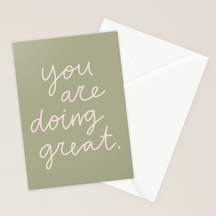 You Are Doing Great Sage Green Stationery Card Gallery Image 2
