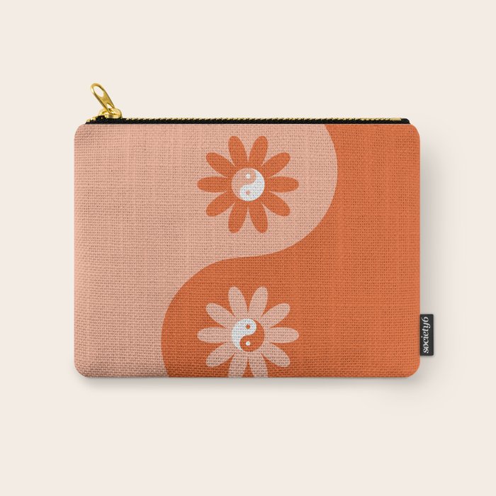 Yin Yang Flower in Orange & Peach Carry All Pouch Gallery Image 1