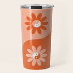 Yin Yang Flower in Orange & Peach Travel Mug Gallery Image 1