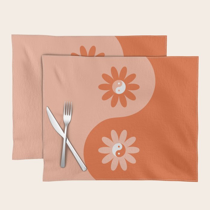 Yin Yang Flower in Orange & Peach Placemat Gallery Image 1
