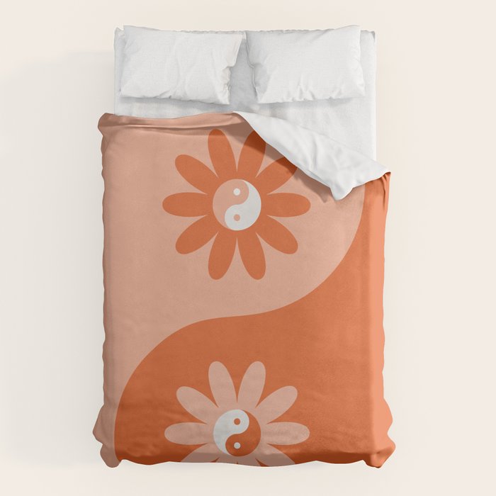 Yin Yang Flower in Orange & Peach Duvet Cover Gallery Image 1