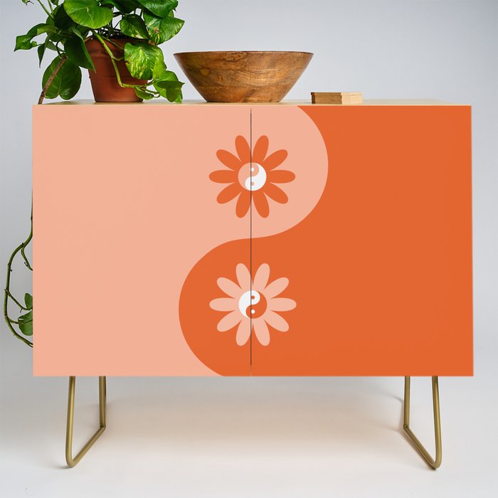 Yin Yang Flower in Orange & Peach Credenza Gallery Image 1