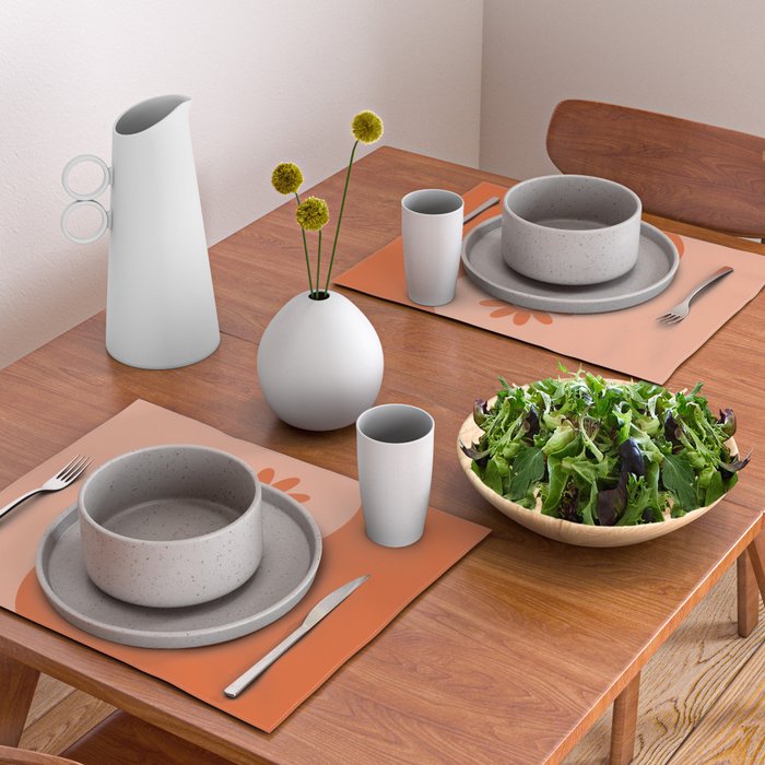 Yin Yang Flower in Orange & Peach Placemat Gallery Image 2