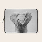 Baby Elephant - Black & White Laptop Sleeve Gallery Image 1