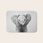 Baby Elephant - Black & White Bath Mat Gallery Image 1
