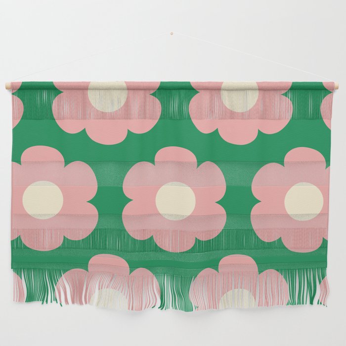 Tivoli Flowers Retro Floral Pattern Green Pink Cream Wall Hanging Gallery Image 1