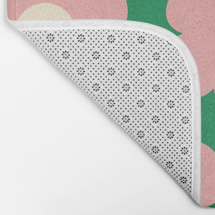 Tivoli Flowers Retro Floral Pattern Green Pink Cream Bath Mat Gallery Image 2