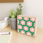 Tivoli Flowers Retro Floral Pattern Green Pink Cream Mini Art Print Gallery Image 2