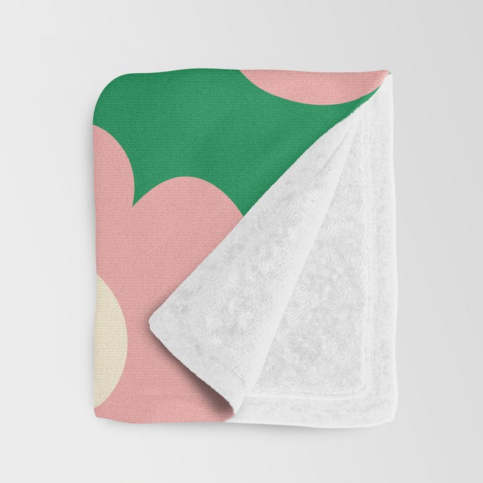 Tivoli Flowers Retro Floral Pattern Green Pink Cream Throw Blanket Gallery Image 3