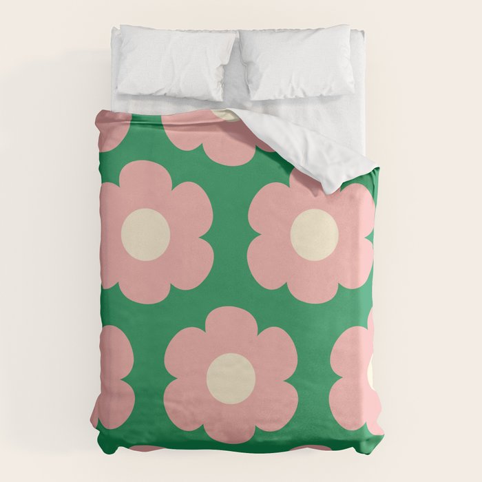 Tivoli Flowers Retro Floral Pattern Green Pink Cream Duvet Cover Gallery Image 6