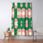 Tivoli Flowers Retro Floral Pattern Green Pink Cream Window Curtain Gallery Image 5