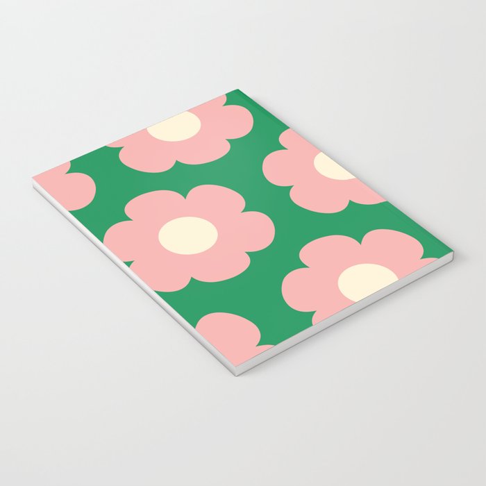 Tivoli Flowers Retro Floral Pattern Green Pink Cream Notebook Gallery Image 3