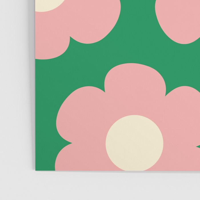 Tivoli Flowers Retro Floral Pattern Green Pink Cream Poster Gallery Image 3