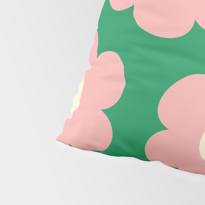 Tivoli Flowers Retro Floral Pattern Green Pink Cream Pillow Sham Gallery Image 4