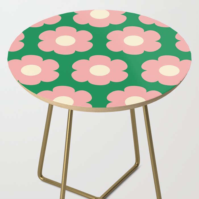 Tivoli Flowers Retro Floral Pattern Green Pink Cream Side Table Gallery Image 2