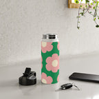 Tivoli Flowers Retro Floral Pattern Green Pink Cream Water Bottle Gallery Image 4