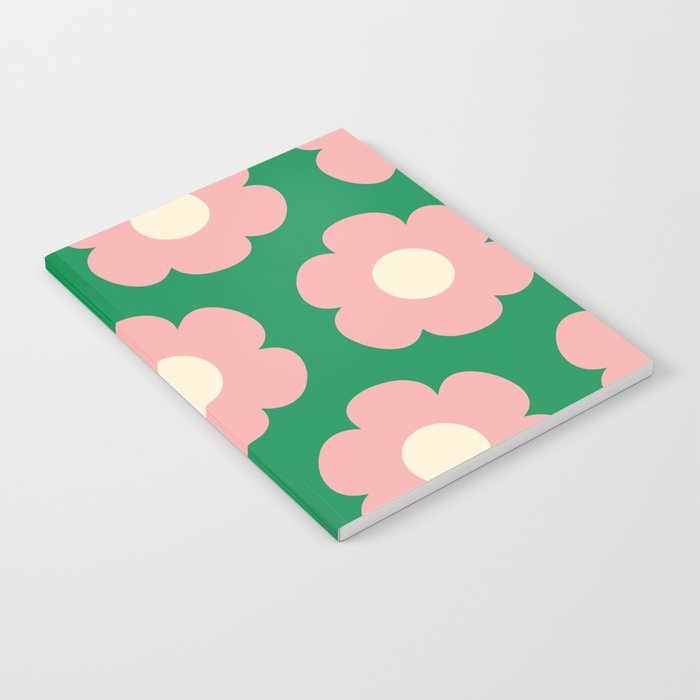 Tivoli Flowers Retro Floral Pattern Green Pink Cream Notebook Gallery Image 2