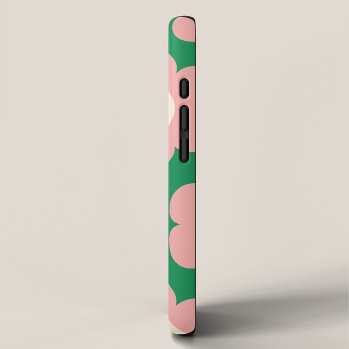 Tivoli Flowers Retro Floral Pattern Green Pink Cream iPhone Case Gallery Image 2