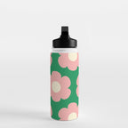 Tivoli Flowers Retro Floral Pattern Green Pink Cream Water Bottle Gallery Image 3