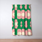 Tivoli Flowers Retro Floral Pattern Green Pink Cream Window Curtain Gallery Image 3