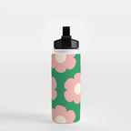 Tivoli Flowers Retro Floral Pattern Green Pink Cream Water Bottle Gallery Image 2