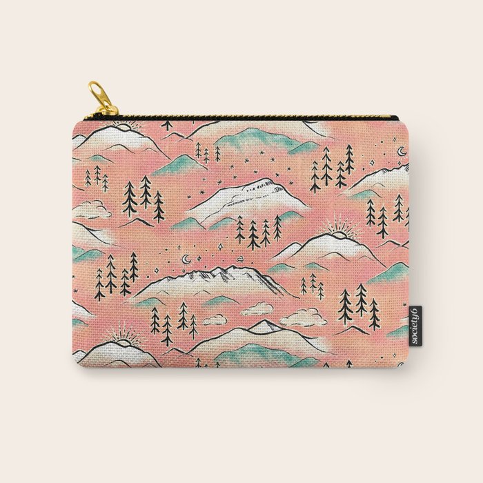 Monte Vista - pink peach and teal Carry All Pouch Gallery Image 1